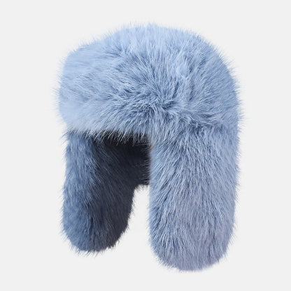 Fluffy Fur Hat Women White Black Blue Russian Hat Thick Warm Ski Earflap Cap Female Ushanka Winter Hat Ladies Russian Cap