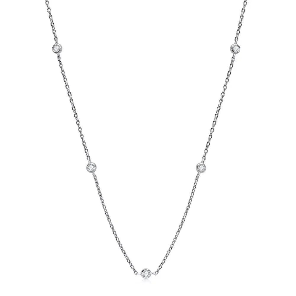 Moissanite Necklaces for Women 0.5ct Round Lab Diamond GRA s925 Sterling Silver 18k Dainty Daily Necklace Jewelry Gift
