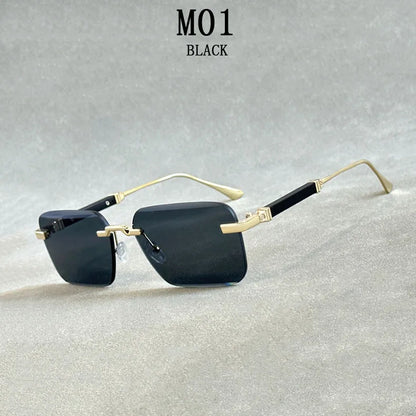 Designer Sunglasses For Men Vintage Rimless Sunglasses Women Trendy Luxury Square Fashion Glasses Vintage Gafas De Sol Hombre