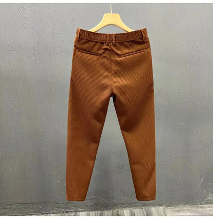 2026 High-grade Men's Solid Suit Pants Spring Summer Korean Style Pocket Straight Nine Split Pants Male Business Casual Trousers