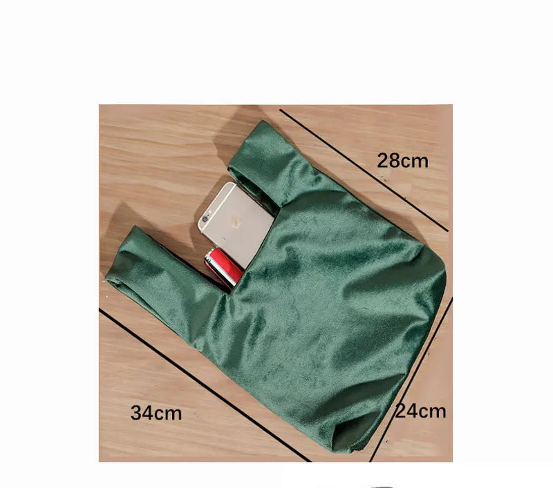 Portable Knot Wrist Bag Women Top Handle Bag Simple Purse Handbags Resuable Shopping Bag Phone Key Pouch Small Ladies Clutch Bag