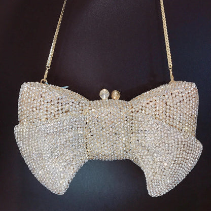 Bow Hollow out Crystal Banquet Wedding Party Dress Bag Rhinestone Luxury Designer Handbag Stone Elegant Bow Clutch Purse Bag