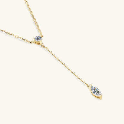 Marquise Cut Moissanite Necklaces Long Tassel Clavicle Chains Necklace for Women 925 Sterling Silver Jewelry Collares