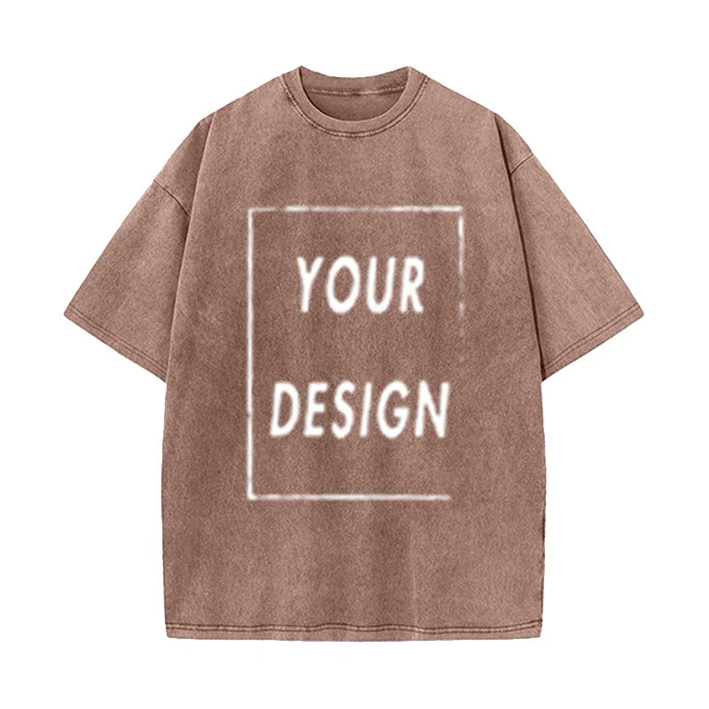 Men's and Women's Cotton Washed T-Shirt Custom Printed T-Shirt 230G Top DIY Your Favorite Pattern or Logo Fashionable Custom Top