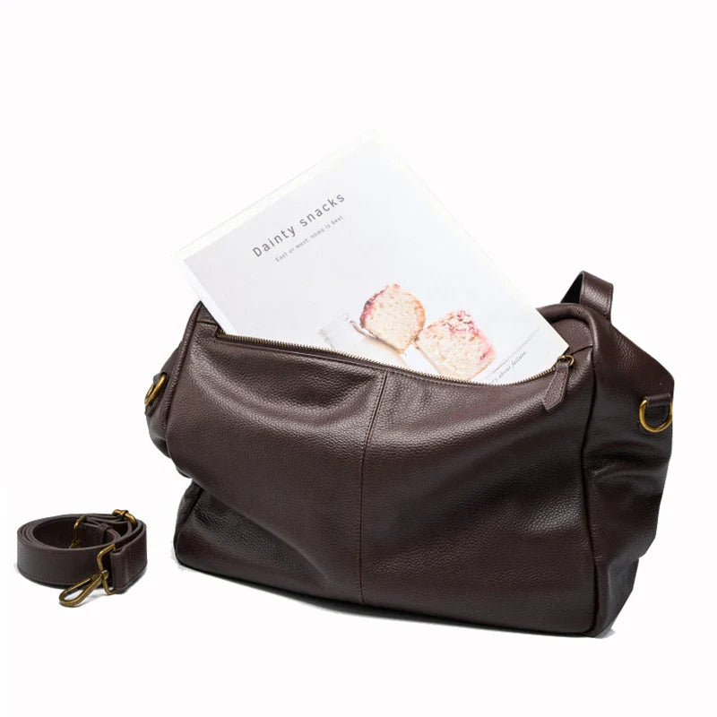 2026 New Large Capacity Women's Shoulder Bag Genuine Leather Tote Casual Handbag for University Students And Commuters Crossbody