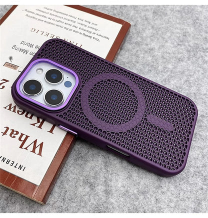 Heat Dissipation Mesh For Magsafe Magnetic Wireless Charge Case For iPhone 16 15 14 Plus 13 12 17 Pro Max Breathable Armor Cover