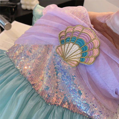 Little Mermaid Ariel Princess Costume Kids Dress For Girls Cosplay Children Carnival Birthday Party Clothes Mermaid Summer Dress