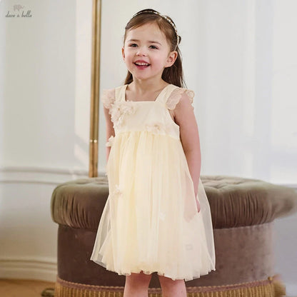Dave Bella Girls Mesh Party Princess Dress Children Embroidery Sleeveless Ball Gown Dress Sweet Wedding Birthday DB2261852