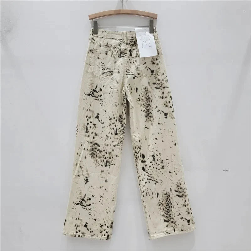 High Waist Y2K Women Jeans Loose Fit Straight Leg Baggy Denim Pants for Girls Retro Beige Wide Women's Jeans Y2K Pants