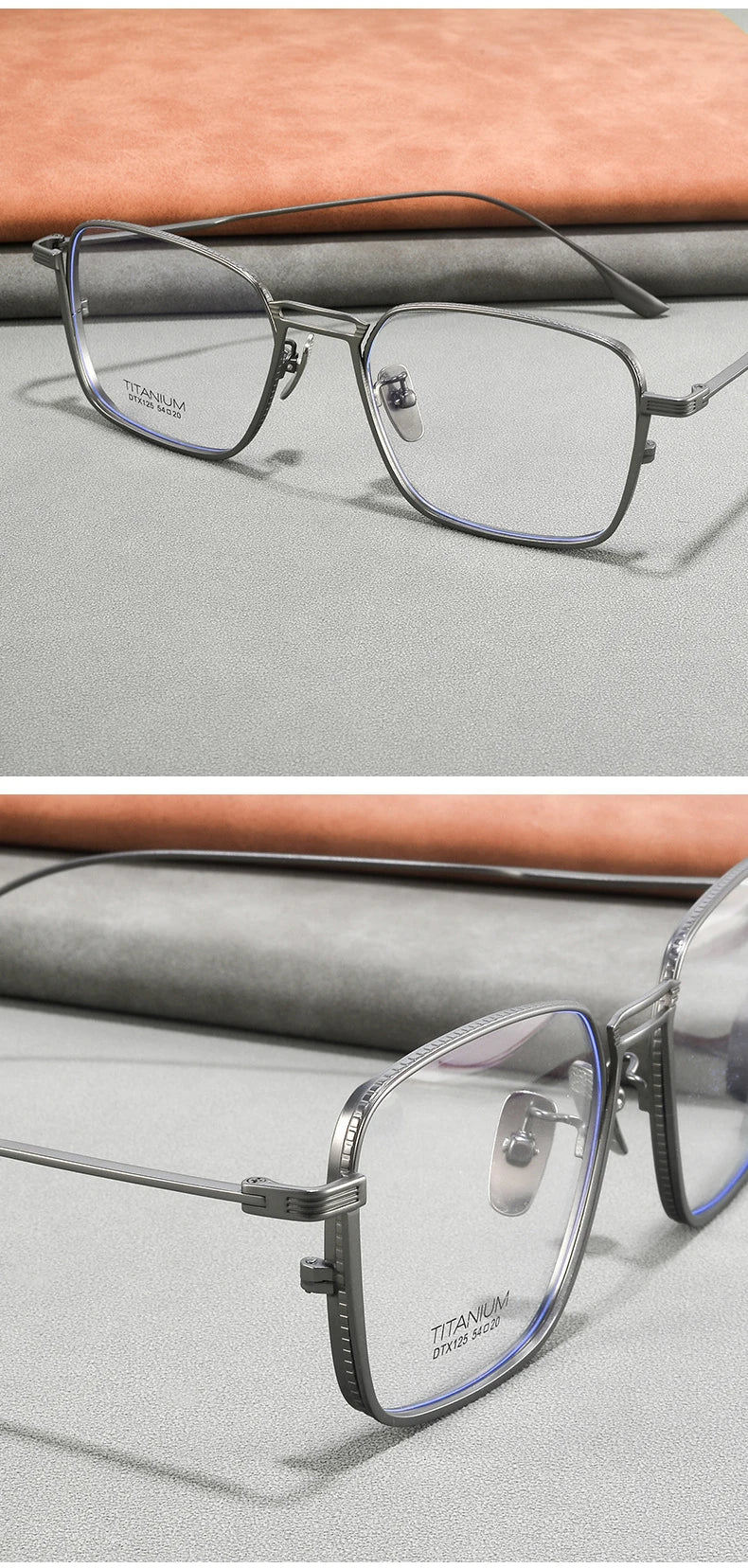 Ultralight Pure Titanium Frames Business Retro Square Men's Reading Glasses Anti-blue Light Customized Myopia DTX125