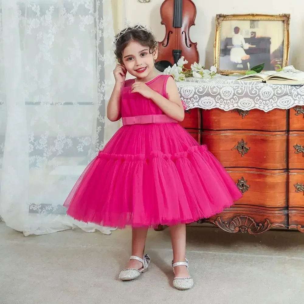 Baby Yellow Dress For Girls Kids Wedding Bridesmaid Dresses Toddler Tulle Birthday Princess Party Dress Infant Outfits Vestidos