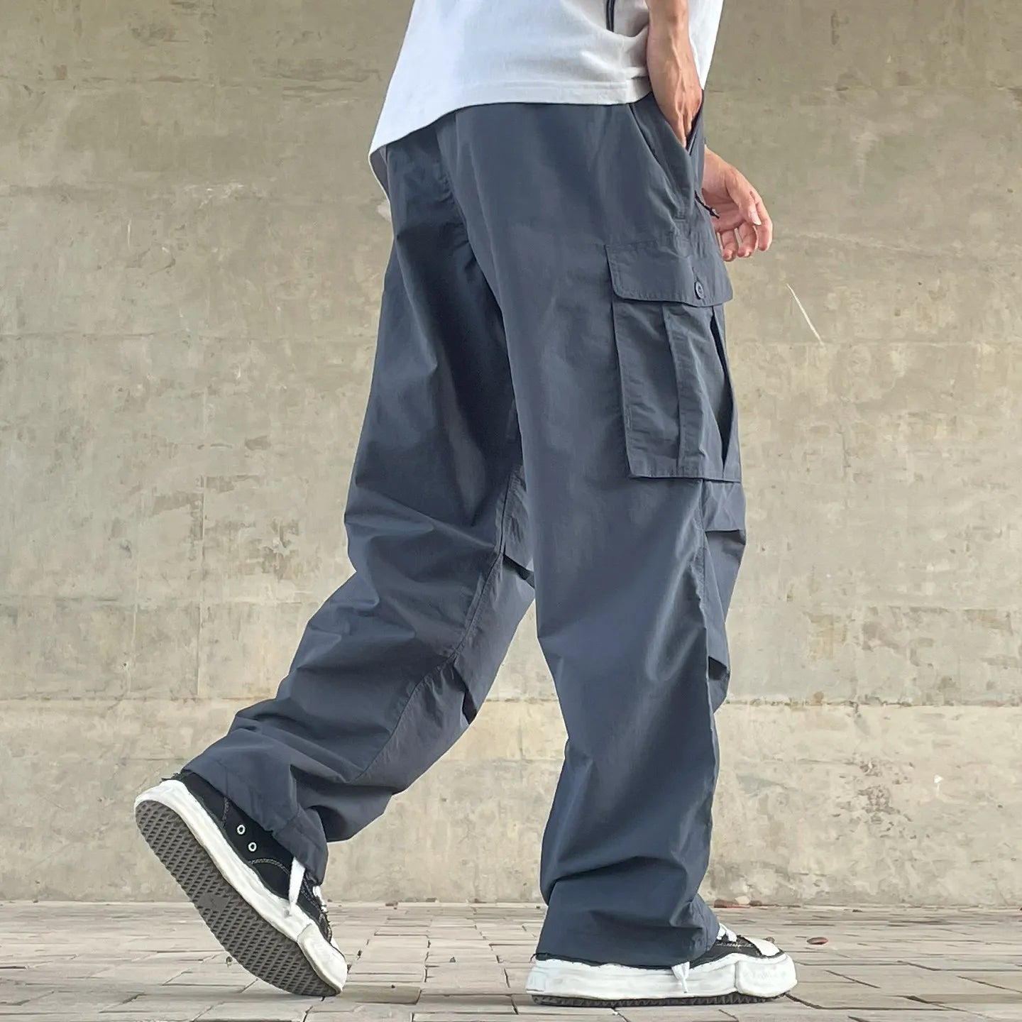Mens Womens Spring Summer Lightweight Quick Dry Baggy Loose Paratrooper Cargo Pants Outdoor Techwear Multi Pocket Streetwear