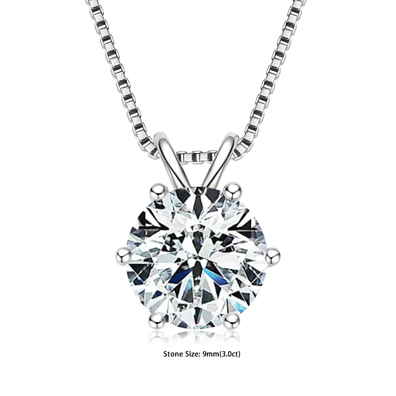 GRA Certified Multi-size Round Moissanite Pendant Necklaces For Women 925 Sterling Silver Solitaire Chain Jewellry Gift