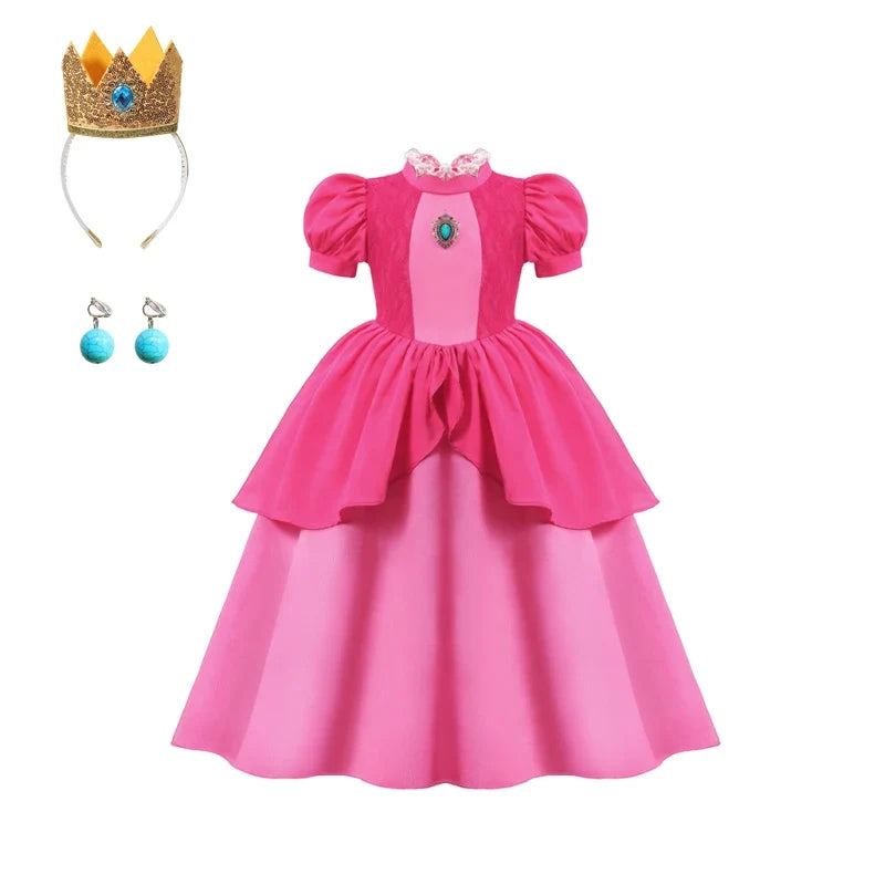 Summer Deluxe Princess Snow White Gown with Cape Girls Fairy Kids Cosplay Costume Toddler Carnival Apparel Halloween Dress up