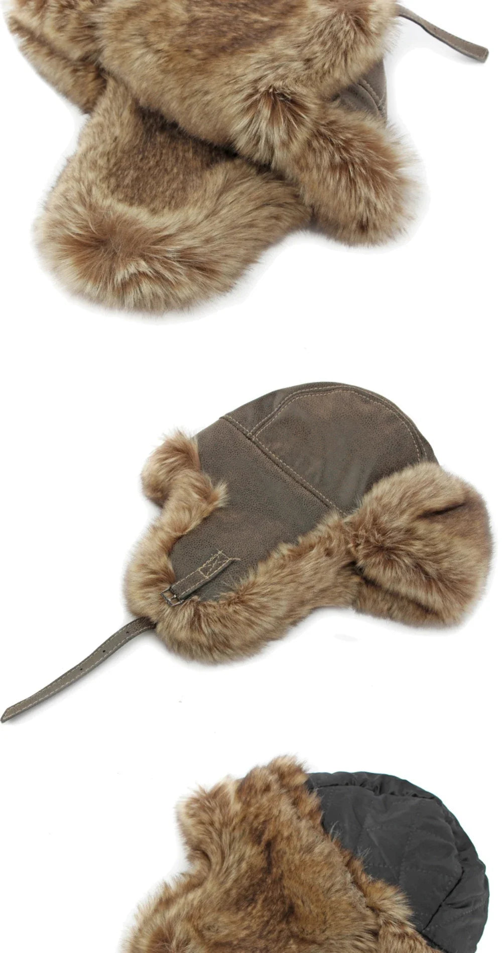 Bomber Hat New Thick Warm Men Women Russian Fur Hat Male Windproof PU Leather Ski Trapper Earflap Cap Winter Hat Ushanka