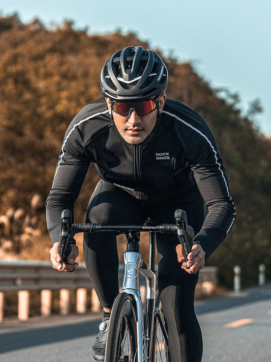 Bicycle Jersey Fall/Winter Fleece Cycling Clothing Thermal Long Sleeve Cycling Clothing Warmer Windproof Sportswear