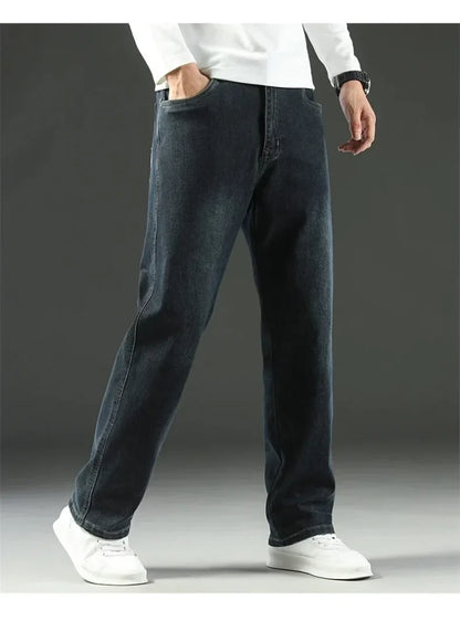 2025 New Style Y2 Spring and Autumn Loose Jeans Men's Baggy Straight Wide Leg Business Casual Pants Brand Men's Clothing
