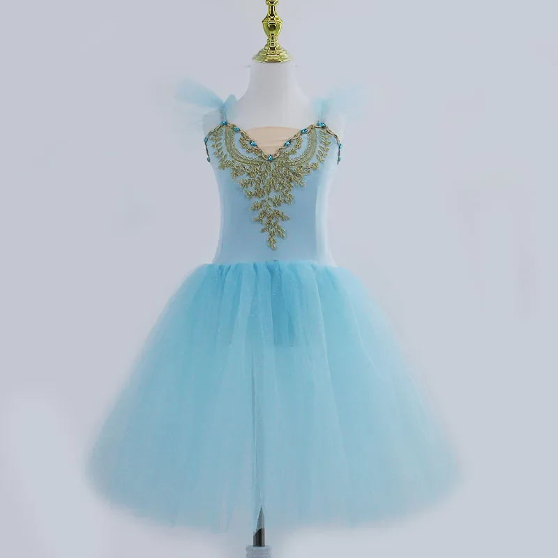 New Professional Ballet Tutu Long Tulle Dress Girls White Swan Ballet Dress Performance Dance Ballerina Costume Kids For Girls
