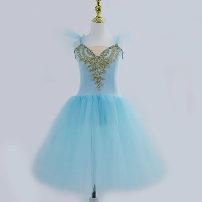 New Professional Ballet Tutu Long Tulle Dress Girls White Swan Ballet Dress Performance Dance Ballerina Costume Kids For Girls