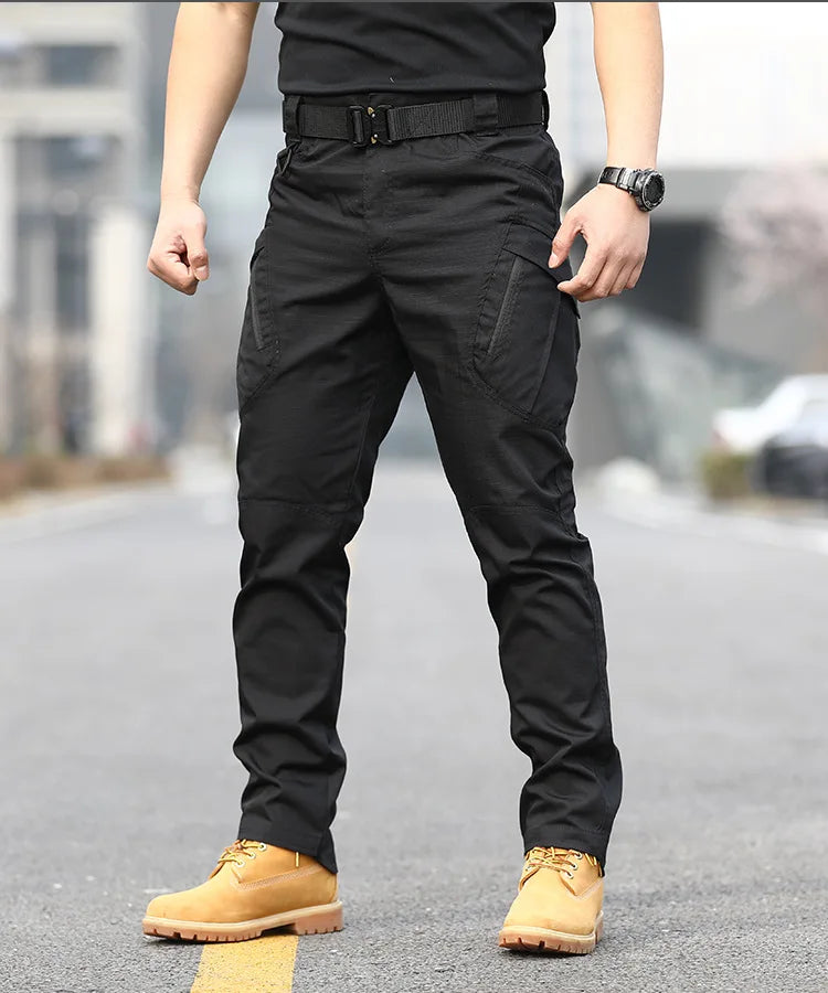 Men's Tactical Cargo Pants Military Style Joggers with Multiple Pockets Outdoor Elastic Waist for Spring Autumn Hiking Camping