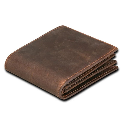 Portefeuille homme en cuir véritable de vachette vintage avec blocage RFID, fait à la main, avec porte-monnaie, portefeuille court
