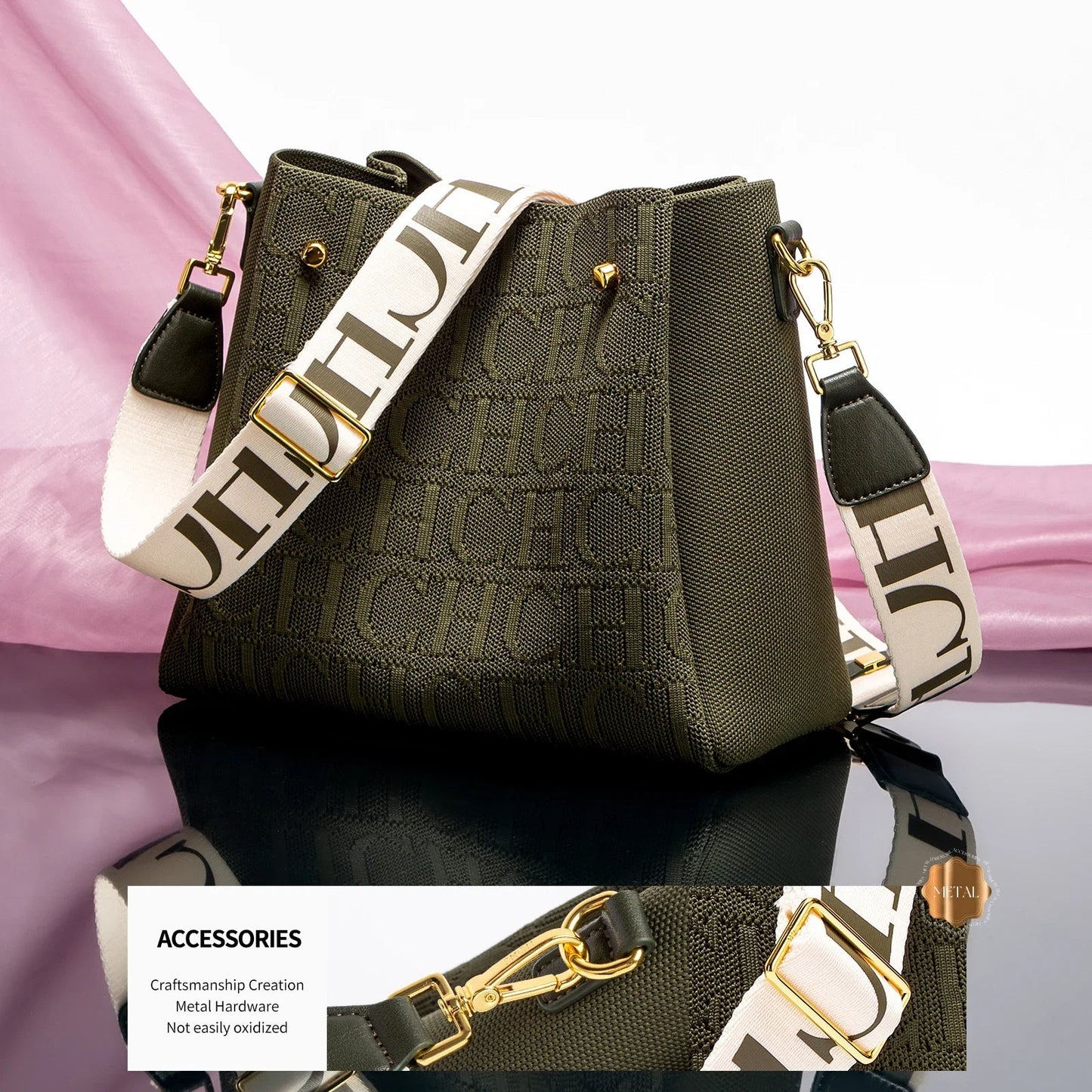Fashion Party Multifunctional Occasion Handbag Classic Retro New Solid Color Letter Design Women's Shoulder Bag