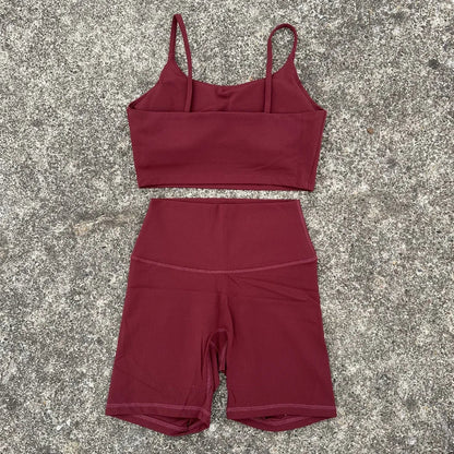 Solid Color gym bike Yoga Set short Legging +cross sport bra Tracksuit Athletic Women Gym Suit Comprehensive Training Jogging