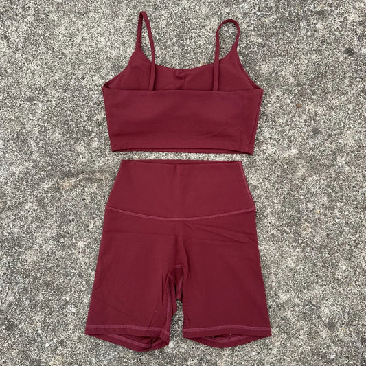 Solid Color gym bike Yoga Set short Legging +cross sport bra Tracksuit Athletic Women Gym Suit Comprehensive Training Jogging
