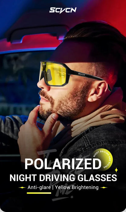 Yellow Polarized Sunglasses for Driving Night Vision Cycling Glasses Fashion MTB Mountain Bike Men Women Casual Glasses