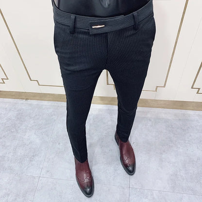 Spring 2026 Mens Casual Slim Fit Dress Pants Streetwear Suit Pants Men High Quality Office Pants All Match ankle Length Trousers