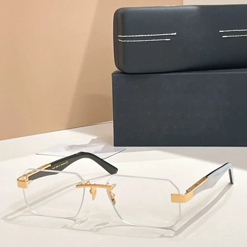 Designer Handmade Square Rimless Sunglasses THE TAIGE Gradient Alloy Acetate High Quality UV400 Women Germany Trendy with Case