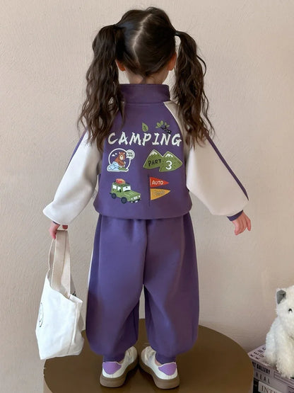 Summer Baby Girls Boys Cotton Leisure Contrast Zip Sweatshirt Jacket+Sweatpant Set School Kid 2PCS Tracksuit Child Outfit 2-12Yr