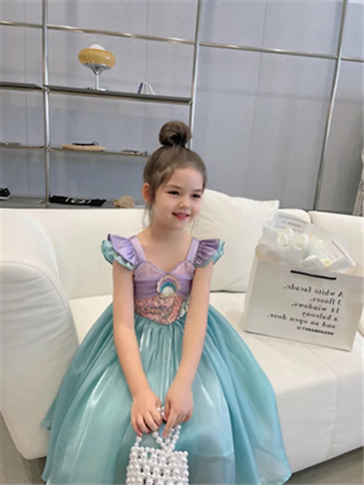 Little Mermaid Ariel Princess Costume Kids Dress For Girls Cosplay Children Carnival Birthday Party Clothes Mermaid Summer Dress