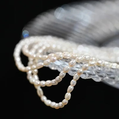 2.5-3.5mm Rice Shape Freshwater Pearl Necklaces 40cm Length 925 Sterling Silver Collar Necklaces for Women Jewelry Gift