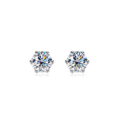 100% 925 Sterling Silver 0.2-2 Carat D Color Moissanite Diamond Stud Earrings For Women Sparkling Wedding Fine Jewelry