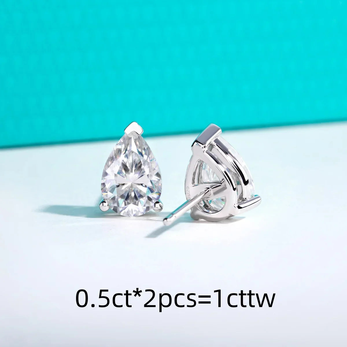 Classic Stud Earrings for Women 1cttw-6cttw Pear Moissanites 925 Sterling Silver D Color VVS1 Moissanite Earrings