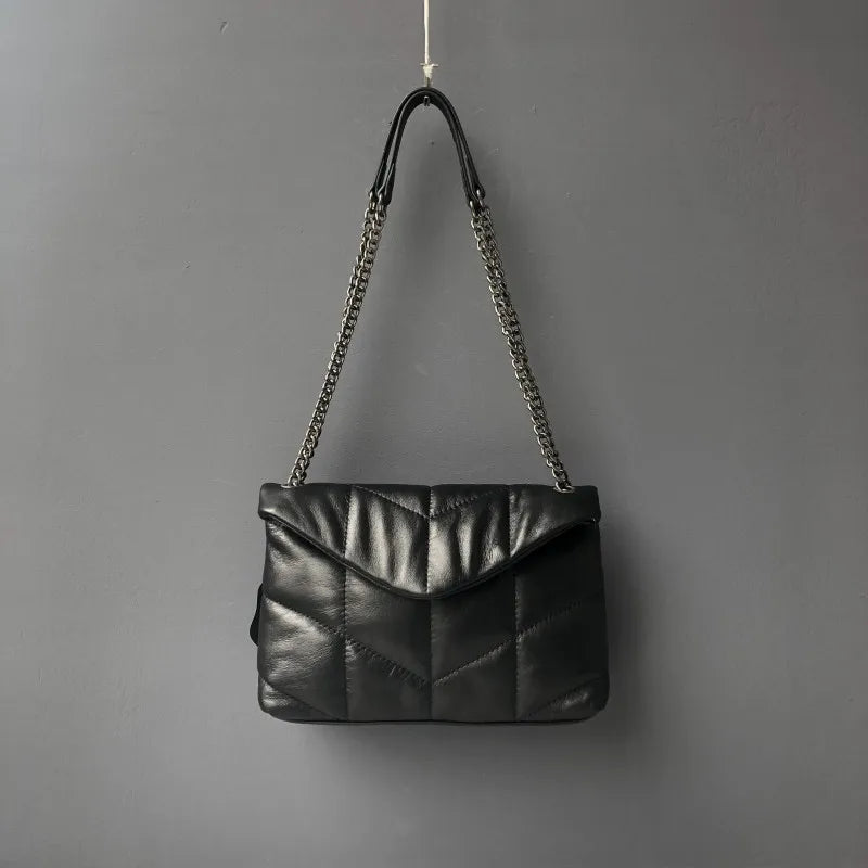Elegant Women Chain Bag Soft Sheepskin Genuine Leather Handbag Ladies Fashion Single Shoulder Bag Designer Messenger Bag