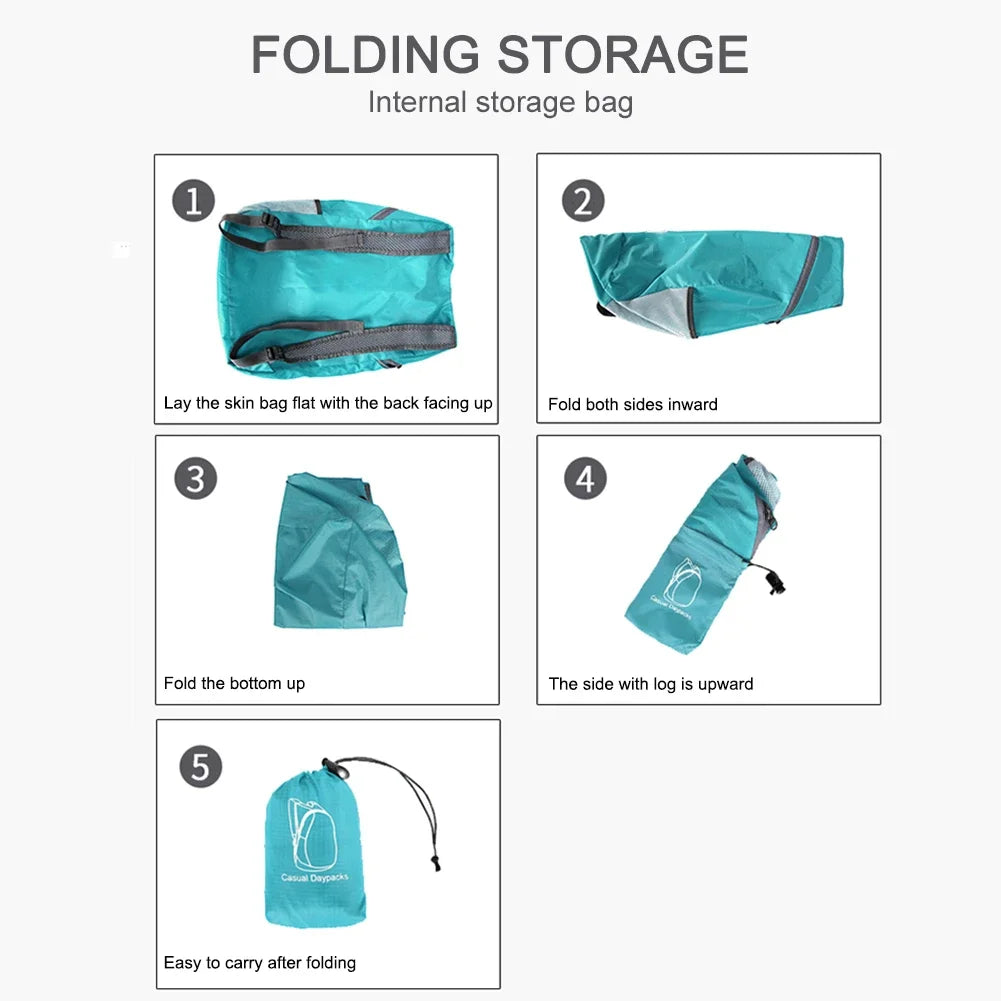 15L Lightweight Packable Backpack Foldable ultralight Outdoor Folding Backpack Travel Sports Bag Hiking Daypack for Men Women