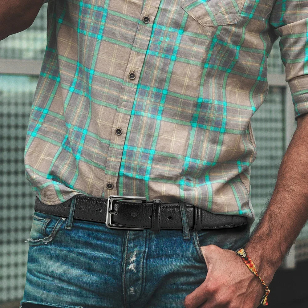 Men Belts High Quality Genuine Leather LONG Large Pin Buckle Metal Automatic Buckle Male Belts Strap Mal 115cm 135cm Size