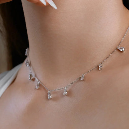 0.5carat Pear Cut Moissanite Diamond Drop Necklaces for Women 925 Sterling Silver Bridal Neckchain Fine Jewelry with Certificate