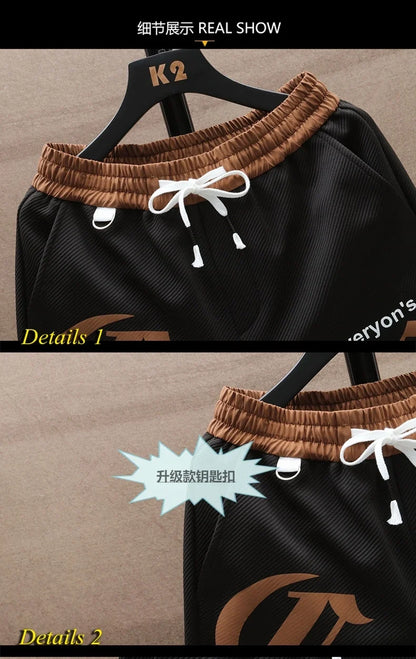 2025 Summer Men's Running Shorts Casual Jogging Sport Short Pants patchwork Print Drawstring Loose Dry Gym Sports Shorts
