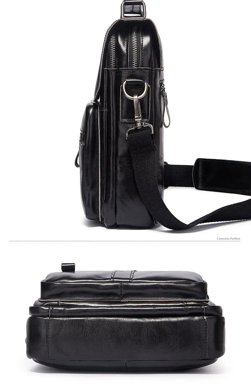 Genuine Leather Men's Shoulder Bag Luxury Work Business Messenger Bags Fashion Male Crossbody with Adjustable Straps