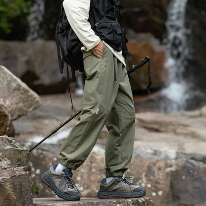 Men Waterproof Pant Autumn With Belt Hiking Trousers Breathable Mountaineering Pant Multi-pocket Camping Fishing Sport Trousers