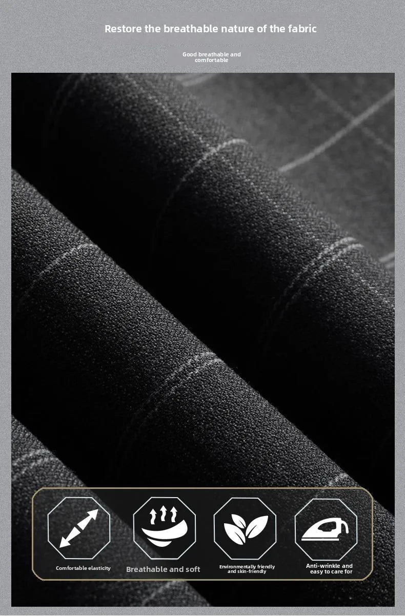 Autumn Winter Men's Business Casual Plaid Pants Korean Fashion Stretch Slim Fit Suit Pants Male Office Formal Versatile Trouser