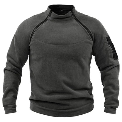 Mens Tactical Pullover Casual Military Sweatshirt Fleece Jacket Standing Collar Pullover Solid Color Sweater Windproof Clothes