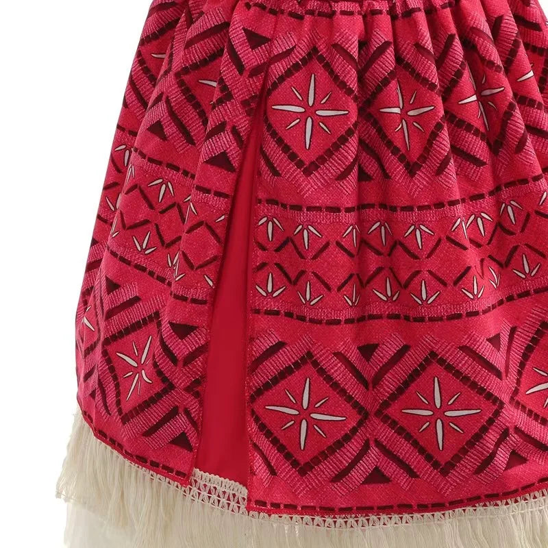 New Moana Dress Costumes Kids Girl Cosplay Toddler Movie Ocean Adventure Infant Frock Halloween Party With Chick Clothes