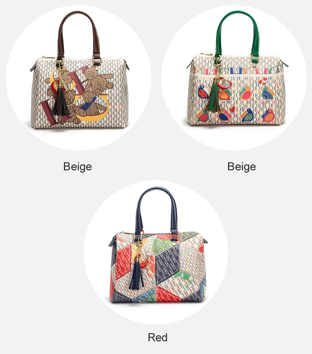 Colorful Print Design Spacious New-Style Women's Tote Bag Unique Prints Fashionable Women's Clutch Bag