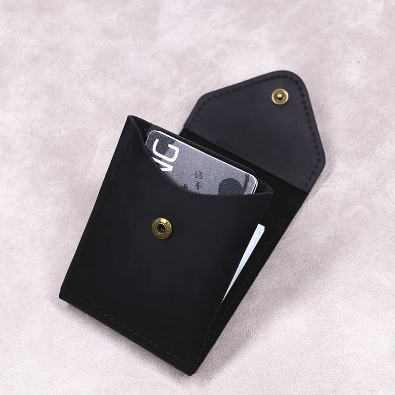 100% Genuine Leather Wallet For Men Male Original Cowhide Slim Minimalist Front Pocket Cash Wallet Card Holder With Flap Closure
