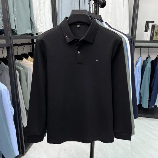 High end embroidery craft polo shirt long sleeved brand autumn Men's Wear comfortable breathable cotton casual business T-shirt