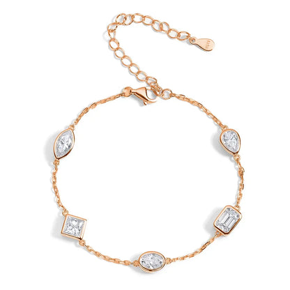 0.5CT Oval/Pear/Marquise Moissanite Bracelets S925 Silver Plated 18K Gold Wedding Wrist Chain for Women with certificate